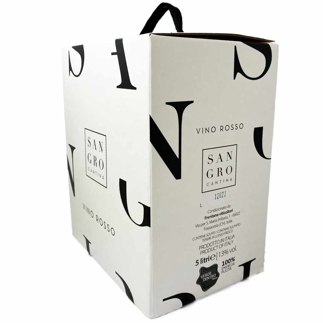 Cantina Sangro Vino Rosso 5 litre bag in box a medium bodied red wine from the Abruzzo in central Italy imported by Bat and Bottle