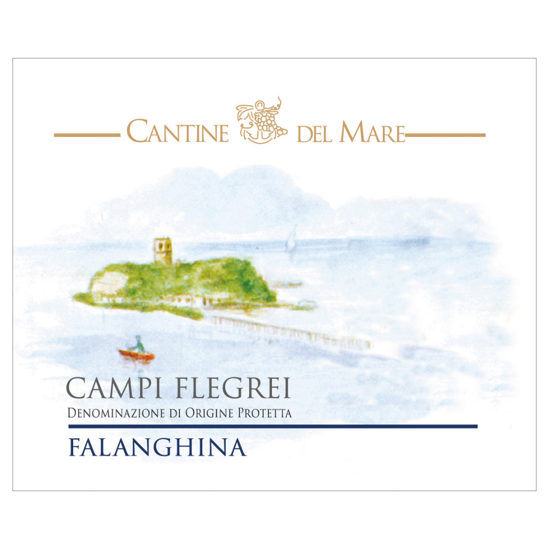 Cantine del Mare. Falanghina Campi Flegrei fresh light mineral white from west of Naples this is the label
