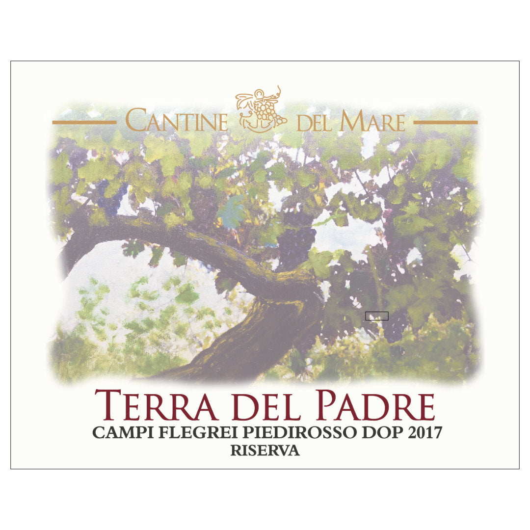 Cantine del Mare. Piedirosso Riserva Campi Flegrei 'Terre del Padre' ungrafted old vines a medium bodied Italian red wine vines label
