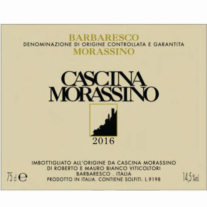 Cascina Morassino. Barbaresco 2016 Nebbiolo grown in the Langhe a dry medium bodied red wine from north west Italy