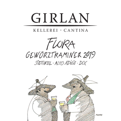 Girlan. Gewurztraminer 'Flora'.Sudtirol Alto Adige Italian white wine 2019 vintage aromatic, full bodied not quite dry wine
