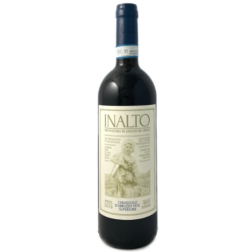 InAlto. Cerasuolo d'Abruzzo Superiore a dry dark coloured rose or light red wine from the Abruzzo high in the Gran Sasso of Central Italy