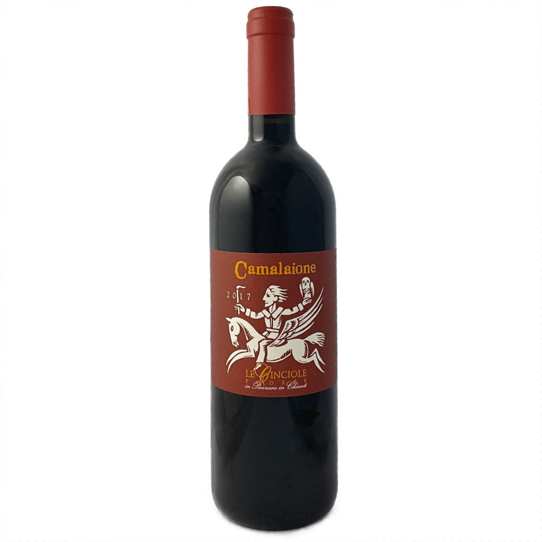Le Cinciole Camalaione 2017 high altitude super-Tuscan full bodied red wine from Cabernet Sauvignon Merlot and Syrah certified organic farming along biodynamic principals imported by Bat and Bottle