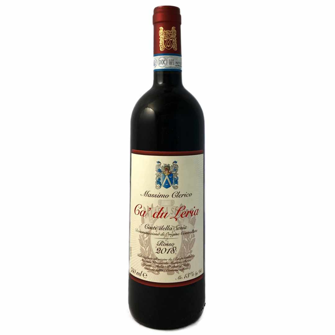 Massimo Clerico. Coste della Sesia Rosso 'Ca' du Leria' 2018 Full bodied Italian red wine from Lessona in the Alto Piemonte (Monte Rossa) made from Nebbiolo, Croatina and Vespolina