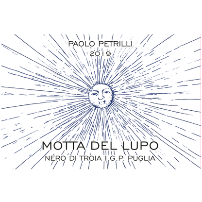 Front label Paolo Petrilli La Motticella Motta del Lupo Nero di Troia Bio full bodied red from Puglia Apuglia Italy Italia Daunia