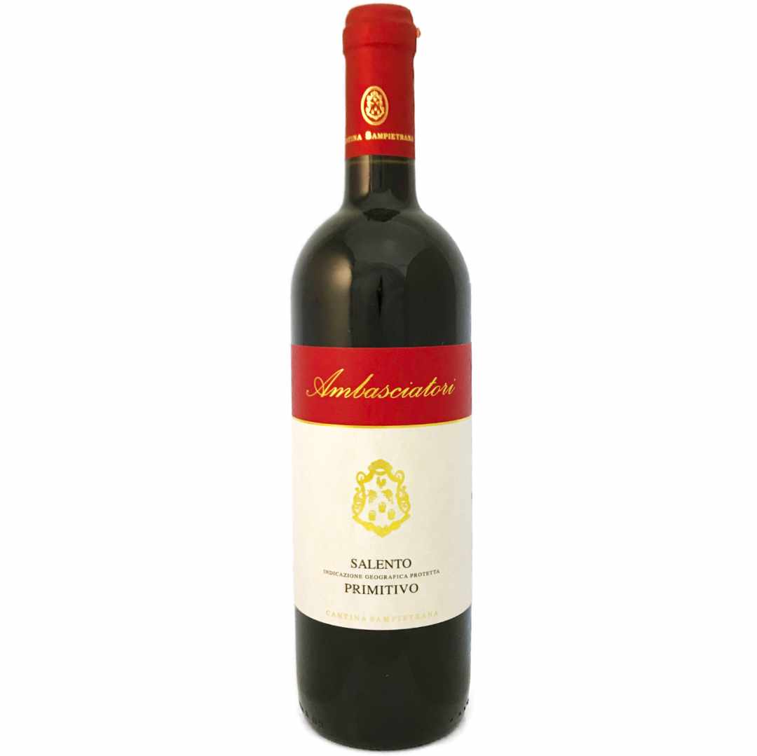 Cantina Sampietrana Primitivo Salento IGT / IGP Ambasciatori a medium to full bodied red wine from Puglia, Italy